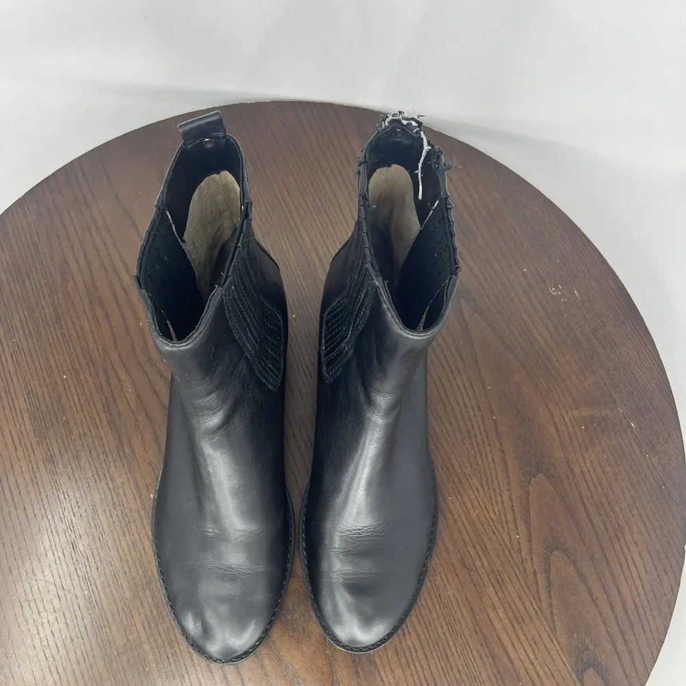 Michael Kors Ankle Boots Women's 6.5M Black Leather Booties Chelsea pull Up Moto